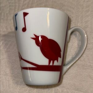 STARBUCKS 2012 Singing Bird Holiday Collectors Coffee Mug White Red Gree…